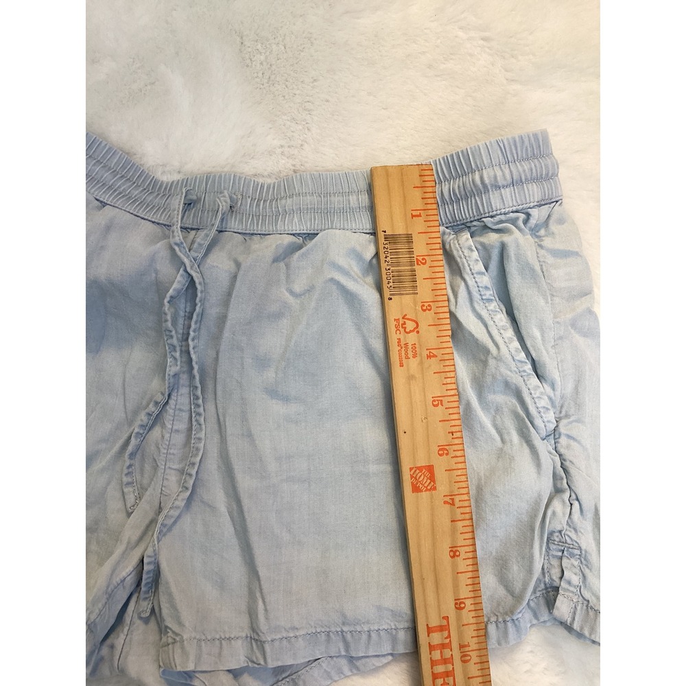 Aerie Chambray Drawstring Shorts Womens S Light Blue Excellent Smocked Waist - Picture 5 of 6